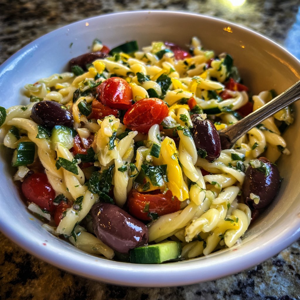 Mediterraner Nudelsalat Mit Oliven