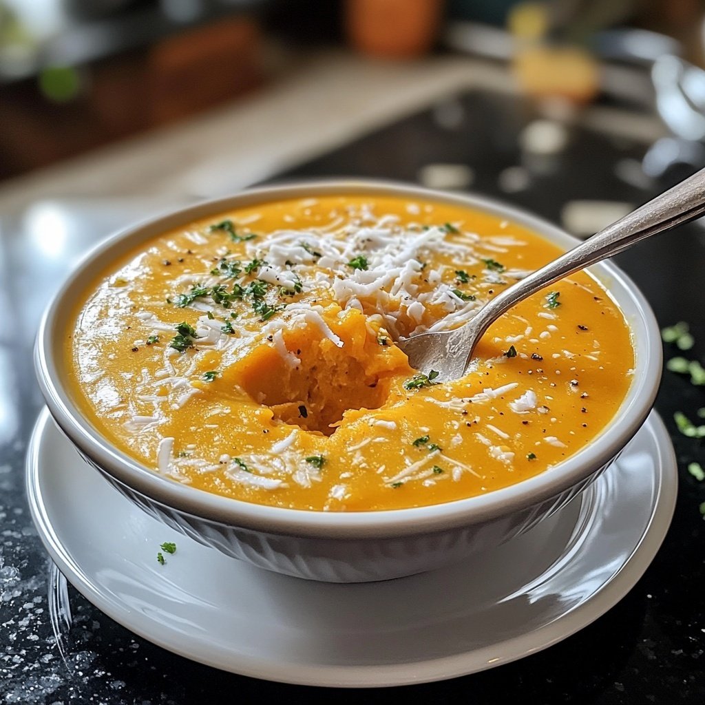 Butternut Kürbissuppe mit Ingwer und Kokos