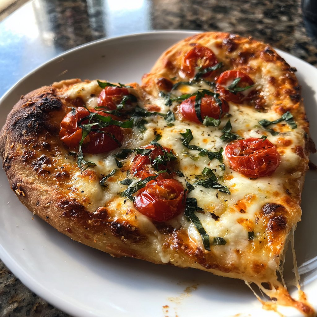 Hausgemachte Pizza mit Herzform